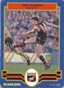 1986 Scanlens VFL #1 Tony Elshaug Front